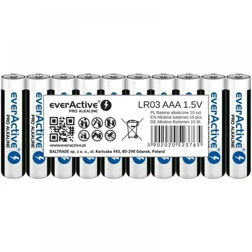 Set Baterii everActive Pro Alkaline AAA , LR03 1.5V 10 Baterii