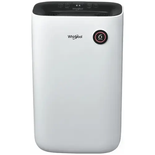 Dezumidificator Whirlpool DE20W5252, 20 l/24 h, Rezervor 6.5 l, 6th Sense, Control touch, Indicator LED, Functie uscare rufe, Alb