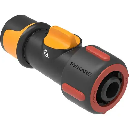Conector pentru furtun cu robinet incorporat On/Off, pentru furtun de 19 mm (3/4inch) Fiskars, din plastic