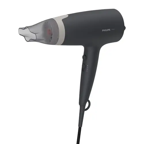 Uscator de par Philips BHD351/10, 2100W, accesoriu Thermo Protect, ingrijire cu ioni, 6 setari de viteza/temperatura, cap de coafare 14 mm, Gri