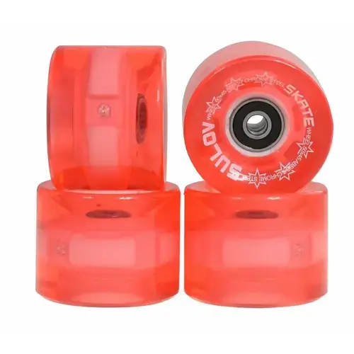Set 4 roti skateboard Sulov, roz transparent
