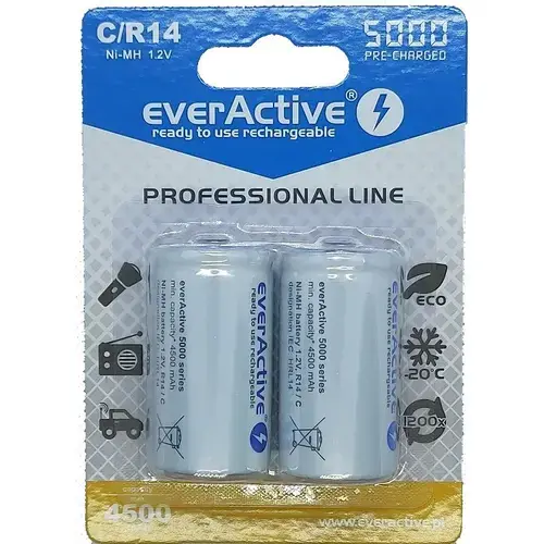 Set 2 Acumulatori R14 C Professional Line, 3000 mAh, Everactive