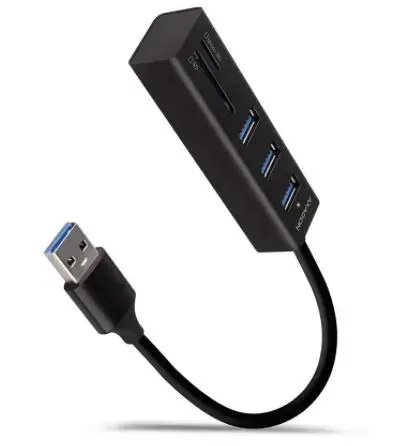 Hub USB Axagon HMA-CR3A, 3 x USB 3.2, Slot card SD/micro SD (Negru)