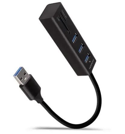 Hub USB Axagon HMA-CR3A, 3 x USB 3.2, Slot card SD/micro SD (Negru)