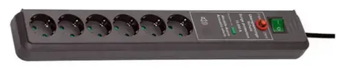 Prelungitor Brennenstuhl 149918, 6 prize Schuko, 3m, H05VV-F 3G1.5mm, intrerupator (Negru)