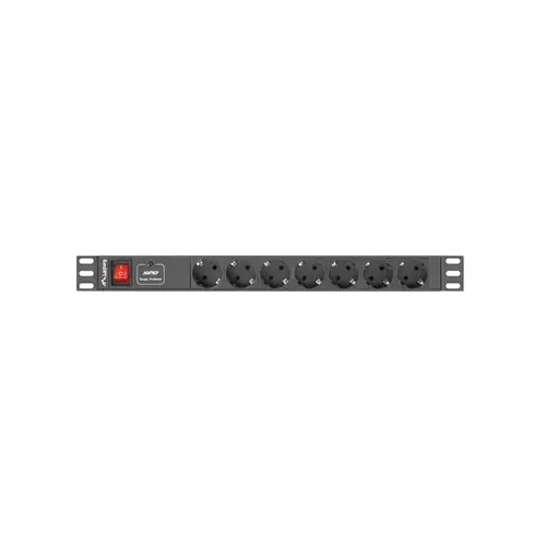 PDU Lanberg PDU-07F-0200-IEC-BK, 1U, 10A, 7 prize Schuko, 2m, Negru
