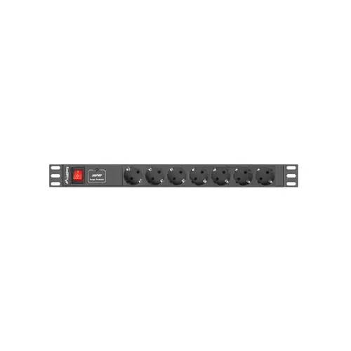 PDU Lanberg PDU-07F-0200-IEC-BK, 1U, 10A, 7 prize Schuko, 2m, Negru