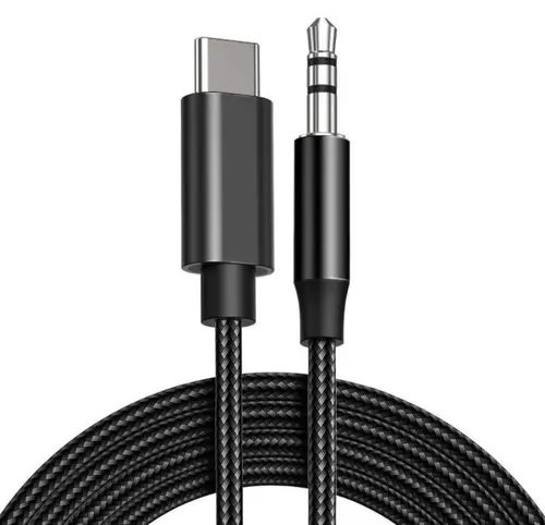 Cablu Audio Lemontti LAUXCTCBK, USB Type-C - Jack 3.5mm, 1m, impletitura textila (Negru)