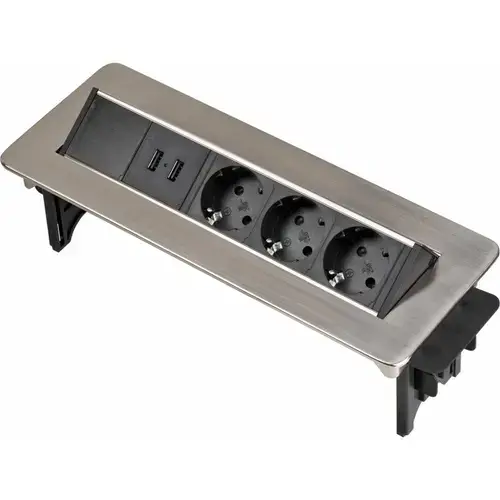 Priza multipla, 3P, 2M, USB, incorporabila