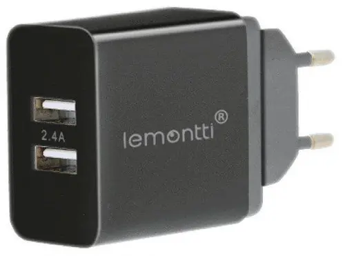 Incarcator Retea Lemontti LIR2UN24A, Dual USB, 2.4A (Negru)