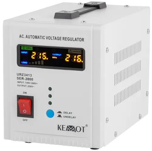 Stabilizator tensiune automat Kemot URZ3413, afisaj LED, Randament 98%, 2000VA (Alb)