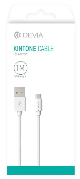 Cablu de date Devia Kintone DVKTMUCWH, MicroUSB, 1 m (Alb)