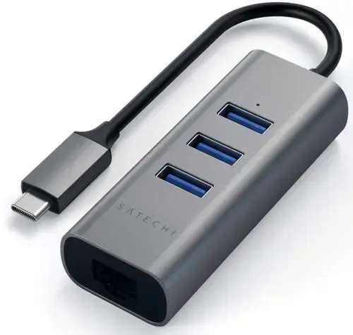 Hub USB Satechi ST-TC2N1USB31AM, 1 x LAN, 3 x USB 3.0, USB Type-C (Gri)