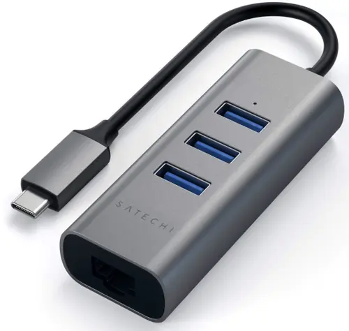 Hub USB Satechi ST-TC2N1USB31AM, 1 x LAN, 3 x USB 3.0, USB Type-C (Gri)