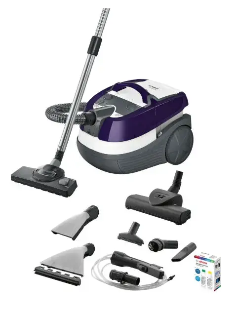 Aspirator cu spalare Bosch AquaWash&Clean BWD41740, 1700 W, 5 l, filtru Epa, perie parchet (Alb/Mov)