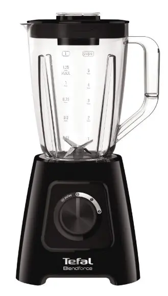 Blender Tefal BlendForce 2 BL420838, 600 W, 2 l, 2 viteze, cutit cu 4 lame, functie de maruntire gheata (Negru)