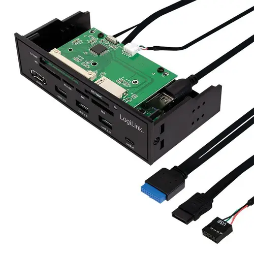 HUB intern LOGILINK,  USB 3.0 x 3, USB Type C, porturi: SD, MicroSD, M2, MS, XD, CF, eSATA, conectare prin USB 2.0/SATA (Negru)