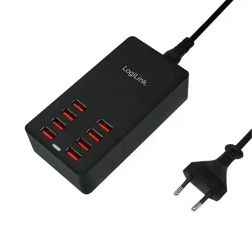 Incarcator retea LOGILINK PA0140, 8 x USB, 44W, suport OCP/OVP/OTP (Negru)