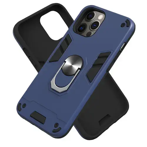Protectie Spate Lemontti Armour Series 2 in 1 EDA00710703D pentru Apple iPhone 12 Pro Max + Suport ring magnetic (Negru/Albastru)