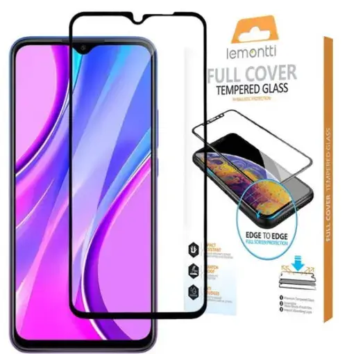 Folie Protectie Sticla Securizata Lemontti LFSTFFXR9ABK pentru Xiaomi Redmi 9A (Transparent/Negru)