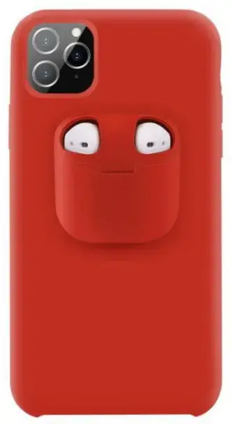 Protectie spate Lemontti Liquid Silicone EDA00159403D cu Apple AirPods Case pentru iPhone 11 Pro Max (Rosu)