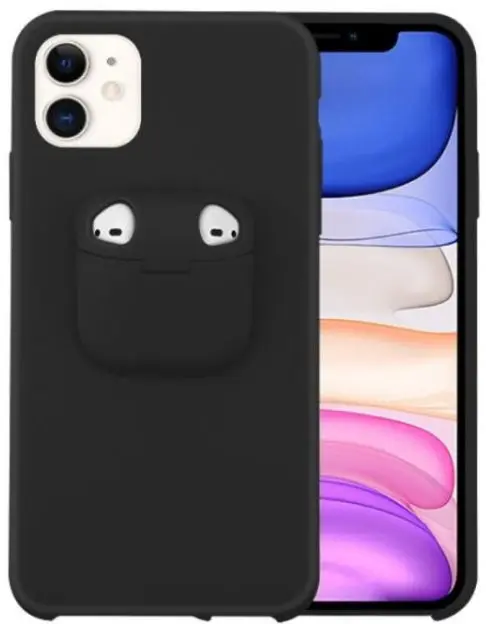 Protectie spate Lemontti Liquid Silicone EDA00159402B cu Apple AirPods Case pentru iPhone 11 Pro (Negru)