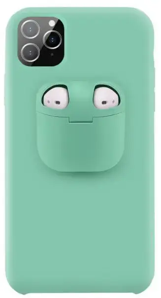 Protectie spate Lemontti Liquid Silicone EDA00159402H cu Apple AirPods Case pentru iPhone 11 Pro (Verde deschis)