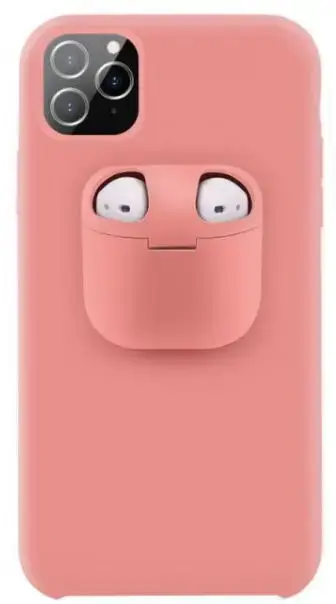 Protectie spate Lemontti Liquid Silicone EDA00159402G cu Apple AirPods Case pentru iPhone 11 Pro (Roz)