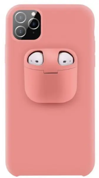 Protectie spate Lemontti Liquid Silicone EDA00159402G cu Apple AirPods Case pentru iPhone 11 Pro (Roz)