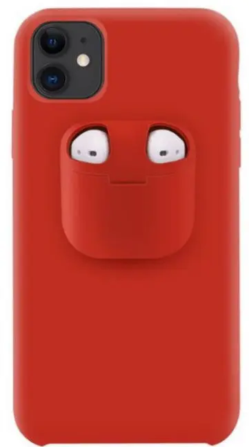 Protectie spate Lemontti Liquid Silicone EDA00159401D cu Apple AirPods Case pentru iPhone 11 (Rosu)