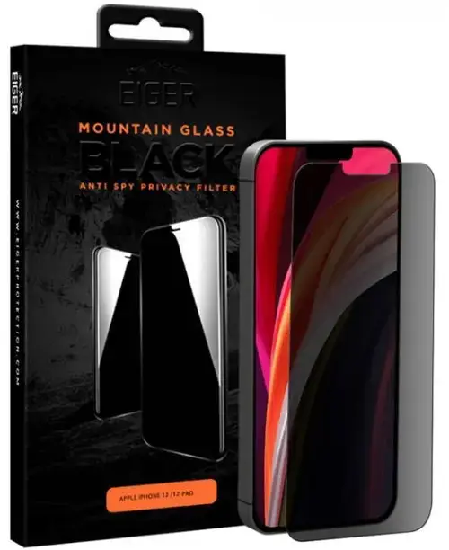 Folie Protectie Sticla Eiger 2.5D EGMSP00145 pentru iPhone 12 / 12 Pro (Negru)