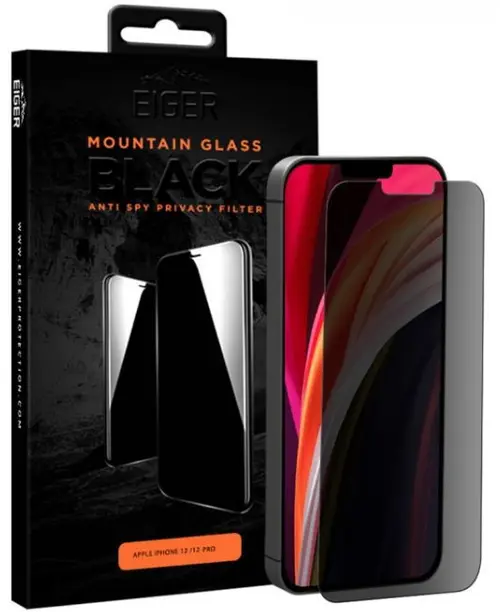 Folie Protectie Sticla Eiger 2.5D EGMSP00145 pentru iPhone 12 / 12 Pro (Negru)