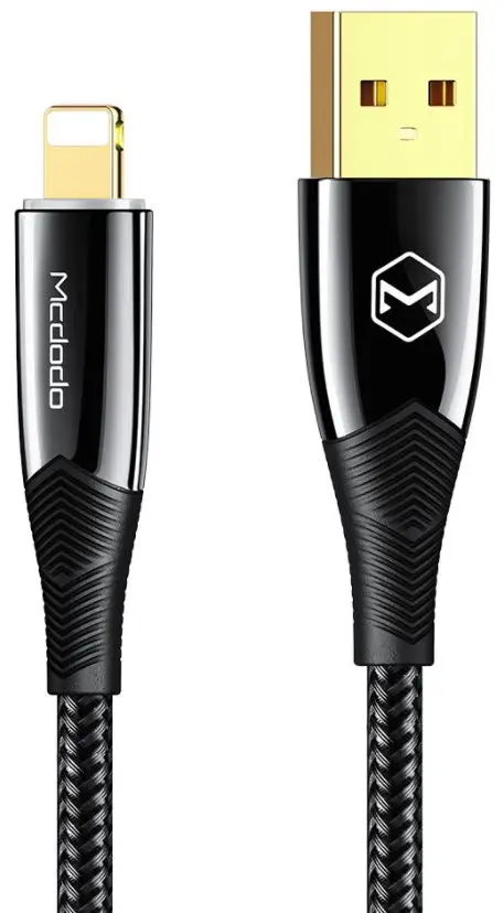 Cablu de date Mcdodo Shark Series CA-8063, Lightning, 1.8 m, 3 A, LED indicator (Negru)