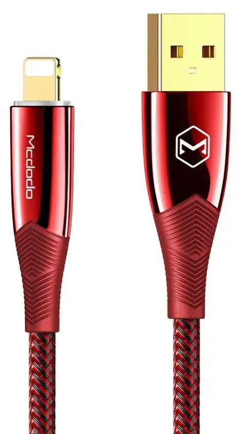 Cablu de date Mcdodo Shark Series CA-8064, Lightning, 1.8 m, 3 A, LED indicator (Rosu)