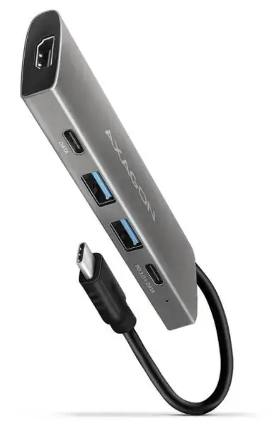 Hub USB Axagon HMC-5G2, 2 x USB-A, 2 x USB-C, HDMI (Gri)