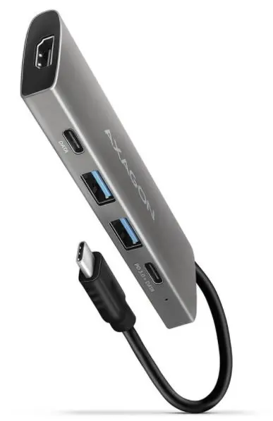 Hub USB Axagon HMC-5G2, 2 x USB-A, 2 x USB-C, HDMI (Gri)