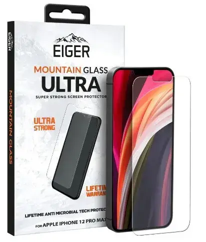 Folie Protectie Sticla Alumino-Silicata Eiger 2.5D Mountain Glass Ultra EGMSP00156 pentru Apple iPhone 12 Pro Max, Protectie antimicrobiana (Transparent)