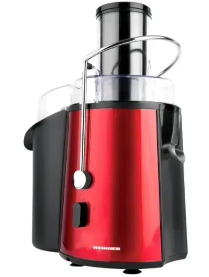 Storcator de fructe si legume Heinner XF-1000RD, 1000 W, Recipient suc 1 L, Recipient pulpa 2 L, 2 Viteze (Negru/Rosu)