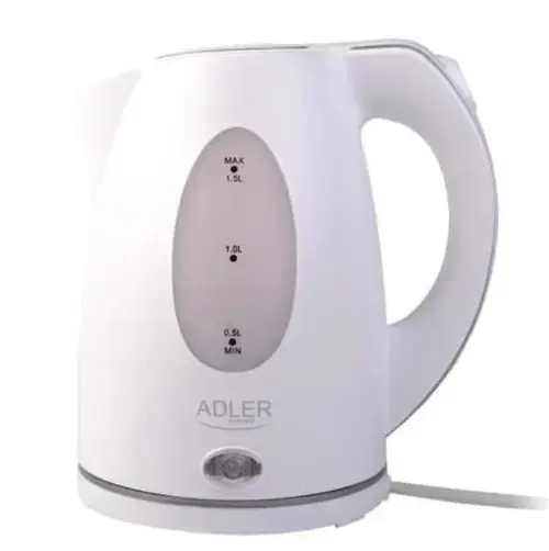 Fierbator apa Adler AD-1207, 2000 W, 1.5 L, Baza rotativa, Oprire automata, Filtru anti-calcar (Alb)