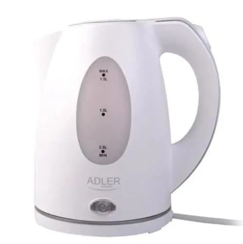 Fierbator apa Adler AD-1207, 2000 W, 1.5 L, Baza rotativa, Oprire automata, Filtru anti-calcar (Alb)