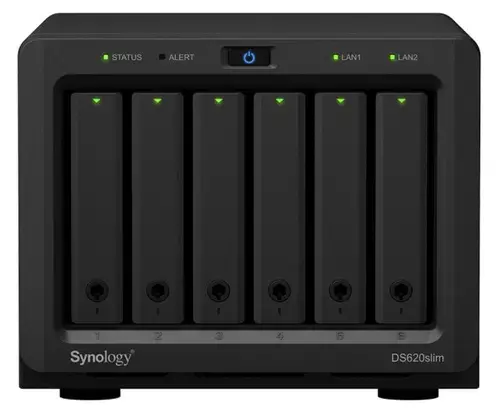 NAS Synology DS620SLIM, 6 Bay-uri, Procesor Intel Celeron J3355, 2.5GHz, 2GB DDR3L
