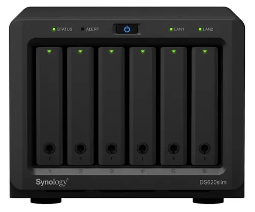 NAS Synology DS620SLIM, 6 Bay-uri, Procesor Intel Celeron J3355, 2.5GHz, 2GB DDR3L