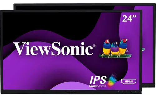 Kit doua monitoare IPS WLED ViewSonic 24inch VG2448_H2, Full HD (1920x1080), VGA, HDMI, DisplayPort, Boxe (Negru)