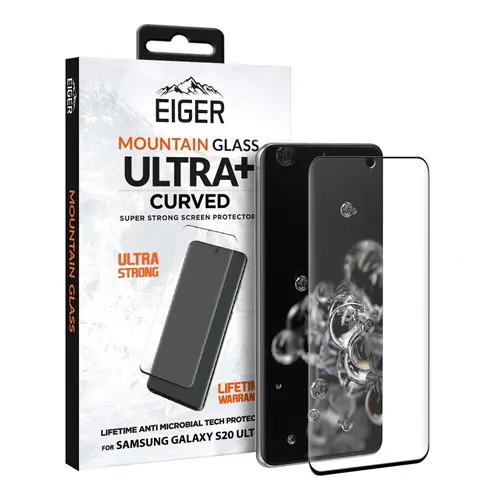 Folie Eiger Sticla + Ultra 3D Case Friendly compatibila cu Samsung Galaxy S20 Ultra, Clear Black