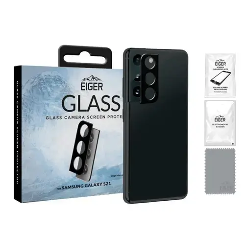 Folie Sticla Camera Eiger pentru Samsung Galaxy S21, 9H, 0.33mm (Negru)
