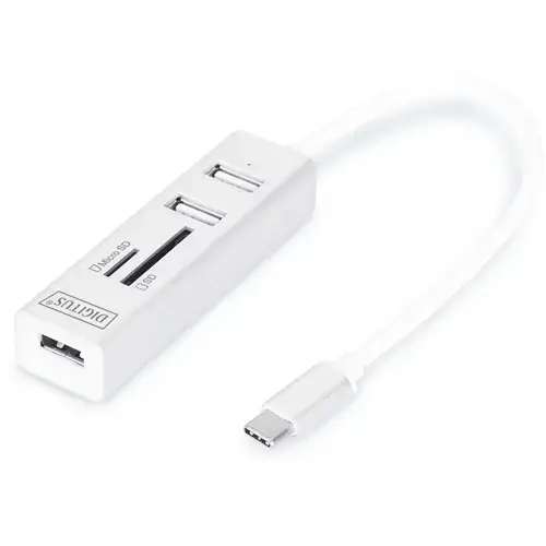 HUB USB 2.0, 3 porturi, Type C, slot SD, micro SD, Digitus