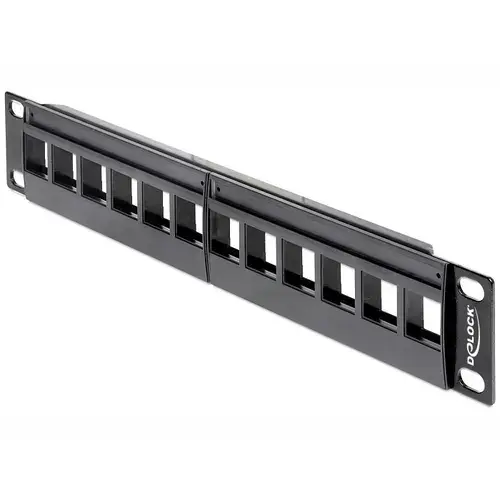Rama pentru panou de conexiuni , Digitus , 12 porturi 1U, 10 ” , negru