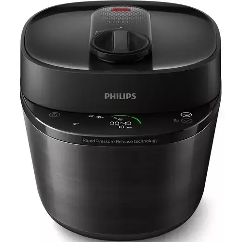 Oala sub presiune Philips HD2151/40, 1000W, capacitate 5l, 35 programe pre setate, gatire rapida, eliberarea presiunii, personalizarea etapelor de gatit, app NutriU, Negru