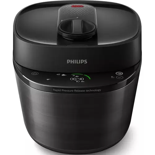 Oala sub presiune Philips HD2151/40, 1000W, capacitate 5l, 35 programe pre setate, gatire rapida, eliberarea presiunii, personalizarea etapelor de gatit, app NutriU, Negru