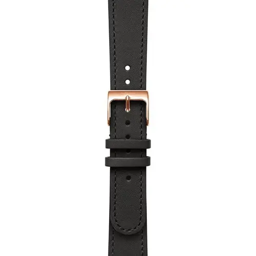Bratara Withings, 18 mm, Piele, Piele cu cusaturi, catarama Pink gold, Negru